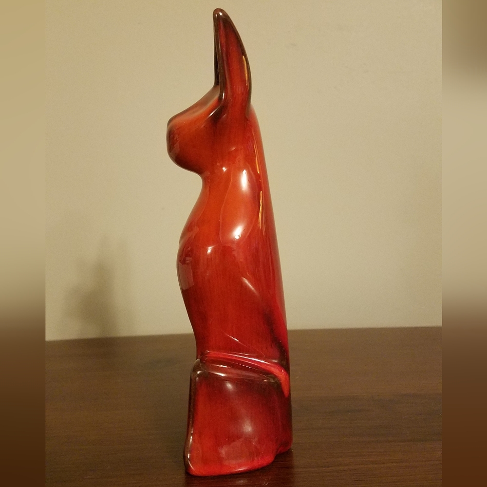 Red mid-century pottery cat by Huronia Pottery - Picture 5 of 6